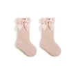 Calzini per bambini Summer Big Bow Kids Socks Cotton Princess Toddlers Calzini a ginocchio Long High Mesh Mesh Pavimento Baby Pavimento Spagnolo Pinanzino Dance Socken