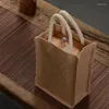 Boodschappentassen jute tote tas jute cadeau herbruikbare supermarkt met handvat voor het decoreren van kunst ambachtelijke bookbag evenementen scholen strand t