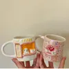 Mignon Pearlescent en relief Puppy Mug Fille de la fille de la fille belle en céramique Couple Couple Breakfast Café tasse d'eau
