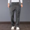 Pantalon pour hommes printemps automne couleur solide mode pantalon de survêtement de taille élastique man