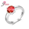 Cluster Rings Nicely Women Wedding Engagement Ring Gift 925 Sterling Silver Jewelry Red Clearly Cubic Zirconia With Small Zricons