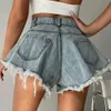 Women's Shorts Summer New Women Jeans Denim Shorts High Waist Loose Tassel Jeans S-xxl d240426