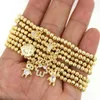Perlen 1 Stück neuer Trendliebe elastisches Seil Gold Perlen Perlenarmband Geeignet für Frauen mit einem sternförmigen Lächeln Charme Wunderschöner Schmuck