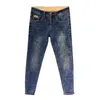 Men's Jeans New Harajuku Spring and Autumn Tear denim jeans work pants designer casual Korean street fashion youth blue pencil Q240427