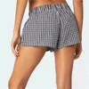 Pantaloni da pigiama a quadri per abbigliamento da donna per donne in stile coreano Summer Home Elastic Waists Shorts Lampone Shorts Sleeping Wear