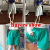 Dames shorts XPQBB 2022 Zomer Casual shorts Women Solid Color Elastic Taille Wide Leg Shorts Woman Blue Green Black Loose Sports Short Pants D240426