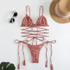 Plongée 2024 Femmes Swimwear Sexy Bikini Hollow Out Swimsuit Thong Biquini Cross String Bikini Set Bathing Costume Bikinis Beachwear