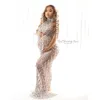 Maternity Dresses Sparkling Luxury Crystal Pregnant Women Photography Set Sleeveless Skirt Q240427