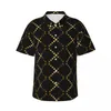 Chemises décontractées pour hommes Dot Gold Hawaiian Chemit Men de plage Cross Cross Dots Imprimez les manches courtes de conception de style rue Nouveauté surdimension