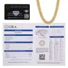 925 VVS de prata esterlina Real CVD Diamond Miami Chain Link Cuban 18K Gold Bathed Moissanite Chain Chain Mossan Hip Hop Colar