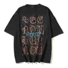 2024 Spring/summer New T-shirt Saint Gothic Religious Sanskrit Print Wash Vintage Short Sleeves