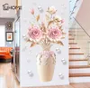 Autocollant mural en vase de fleurs de pivoine créative pour le salon Decal de chambre à coucher 3D Autocollants muraux amovibles Décoration décoration décor3837103