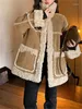 Giacche da donna khaki patchwork lana lana cappotto inverno extra spesso di alto grado in pelle di alta qualità in pelle di alta qualità in pelle di alta qualità da donna abbigliamento da donna all-in-one