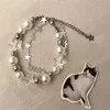 Joyería de beso de cuentas para mujer harajuku cristal estrella pulsera de perlas de perlas y2k kpop accesorios de cadena ajustable pulseras regalo