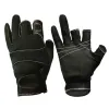 Accesorios 1 pares de pesca de invierno 3 dedos Guantes de cuero antideslizante Guantes de color cálido PU sin dedo para pescar en bicicleta al aire libre Sport