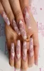 Mignon Long Cercin Presse sur les ongles étoiles rose faux ongles paillettes nuage ballerine fausse ongle pour les femmes et les filles7137840