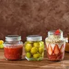 Botellas de almacenamiento 6 paquete de jarras de albañil de vidrio Canning 13 oz Jelly con alimentos párpados de metal seguros favores de boda de miel