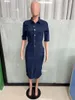 Partykleider Vintage Denim für Frauen Herbst Kleidung Halbärmel Button Up Bodycon Midi Kleid Streetwear Freizeit Jean Vestidos