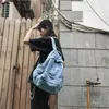 Рюкзак светло -голубая корейская повседневная джинсовая джинсовая пака модный мужской студент -студент на открытом воздухе рюкзаки для туристической сумки