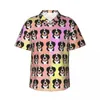 Mäns avslappnade skjortor söta hundtryck strandskjorta man djur silhuett hawaiian kort ärm trendig överdimensionerade blusar födelsedagspresent
