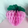 Party Decoration Strawberry Ball Tissue Craft Honeycomb Paper Balls Strawberry-tema Dekorationer Set 10 rosa för en