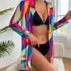 Nieuwe strandtop met gaasprint, sexy en losse pasvorm, een maat conservatief bikini -zwempak, sexy zwempak