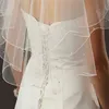 Cabelo de casamento Jóias de jóias de noiva Véu simples Branco Ivory 2 camada Curto comprimento