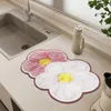 カーペットの花プリント皿乾燥マットクリエイティブ吸収性コーヒーカップ