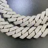 Pass Diamond Tester 15mm 3row Stone Iced Out Vvs1 Moissanite Cuban Chain Necklace Men