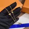 18k guldpläterad lyxmärke designer hänge halsband rostfritt stål brev pärla kedja smycken smycken kvinnor gåva