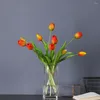 Decoratieve bloemen 5 pc's zachte rubber kunstmatige tulpenboeket kleurrijke handbindingen nep decoratie voor woonkamer eettafel bruiloftsfeestje