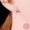 Pendientes de sementales 925 Siltre Muestra Círculo Forma de perla White Zirconia Parring Mujeres Brinco Fiesta Bridal Wedding Wedding Pendientes 2024