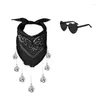 Scarves 2pcs Girls Cashew Flower Bandana Heart Sunglasses Turban Head Wrap Lovely Hair Kerchief