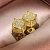 Stud luxury goldene Farbe Runde CZ Ohrringe Hip Hop Zirkon Stud Ohrringe für Frauen Männer Hochzeitstag Geschenk Schmuck D240426