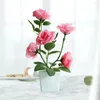 Dekorativa blommor Vackra faux sidenblomma DIY Arrangemang Fake Potted Plant Waterproof Gift Artificial Pot For Living Room