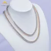 Pulseira de colar de corrente de moissanita por atacado de folhas de ouro 925 prata esterlina D cor VVS Clarity Mossanita Moissanite Tennis Chain