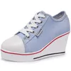 Casual schoenen vrouwen vulcanize platform ademende canvas vrouw wedge sneakers mode snoep kleurstudenten drop schip