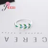 Cluster anneaux authentique arbre vert de style simple laisse 925 argent sterling pour femmes coiffe ouverte d'anneau ajusté d'anniversaire d'engagement cadeau