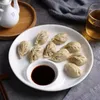 酢の多目的スプリットセラミックレストランの家庭料理を添えたプレートdumplingプレート