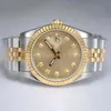 Man Watch Top Quality Gold Watch Automatic Two Tone Diamond Marking with Golden Dial Luxury Brand montre Gol