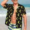 Men's Casual Shirts Moon And Stars Shirt Gold Black Novelty Summer Man Short Sleeves Vacation Y2K Street Graphic Oversized Blouses