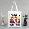 Сумки для покупок Axolotl ulzzang Shopper Сумка для печати Canvas милые мультфильмы сумочки Женщины животные kawaii harajuku плечо