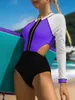 Kobiety stroje kąpielowe 2024 NOWOŚĆ JEDNEGO SURFING SKWISUS DLA KOMENKICH SEKSYNY KURS SWAMY Patchwork Długie rękawy SKWOROWY MONOKINI KURP Kąpiec Kąpiec