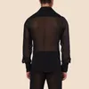 Chemises décontractées pour hommes Summer pour hommes Black Thin Sheer Mens Shirt Breathable Top Night Show