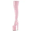 Bottes 20 cm Round Head Over Knee Color Change Pu Material Zipper Opening Fashion Sexy Runway Pole Dance