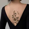 Tattoo Transfer Black Flower Tattoo Stickers for Hand Arm Waterproof Temporary Tattoos for Women Butterfly Fake Tattoo Sleeve Tatoos Girls 240427