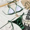 Bikini de maillots de bain pour femmes Ensemble sexy micro-string String Halter Femme de maillot de bain diamants de baignade Biquinis triangle 2024