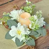 Fleurs décoratives Pilier bougie couronne élégante anneau dahlia artificiel avec feuilles vertes fleur guirlande pour table de fête de mariage à la maison