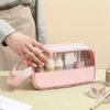 New Transparent Cosmetic Toiletry Bag, Large Capacity Waterproof Swimming Bath Bag, Simple Pvc Handbag Pu Splicing Bag