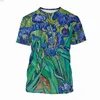 T-shirt maschile Vincent van Gogh Oil Painting Replica 3D harajuku Stampato da uomo e donna artistico a maniche corte a maniche corte t-shirtxw